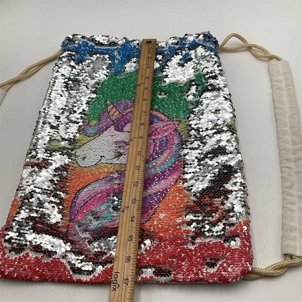 LURICO Unicorn Sequin Drawstring Bag Large Multicolor Kids‎ Backpack